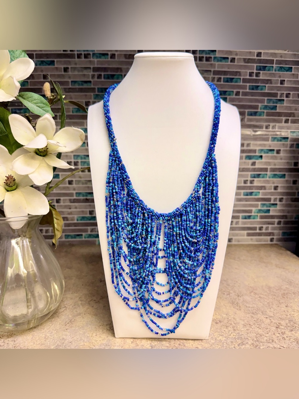 Chico’s blue waterfall necklace